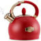 Bouilloire sifflante rouge 3,2 litres - Théière vintage en acier inoxydable de qualité alimentaire avec poignée ergonomique Cool Touch - pour thé et café