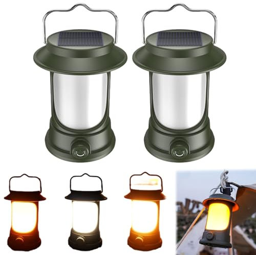 Linterna Solar Recargable para Camping, Linternas para Cortes de Energía, Lámpara Portát USB Solar Recargable Portátil Impermeable, Luz LED Alimentada Por Pilas para Supervivencia Al Aire Libre