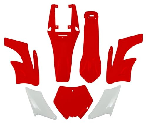 Rynplex Neue Motorrad-Kunststoffabdeckung, Verkleidungs-Sets, Kotflügel, Kotflügel, for 47 49 cc Motor 2-Takt Apollo Kids Dirt Pocket Bike Zubehör Motorradverkleidungssatz(Red Plastic)