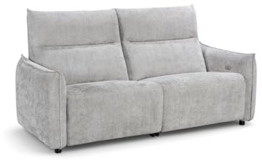 Lovesofas Modern Fabric Grey 3 Seater Electric Recliner Sofa with USB Ports - Reclining Cinema Sofa, High Back Gaming Couch - CARRERA