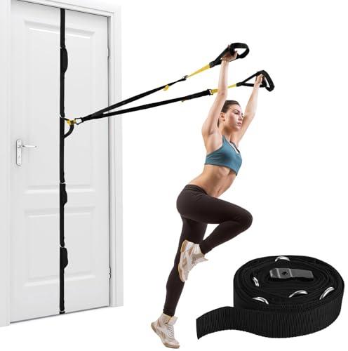 Door Anchor Strap for Resistance Bands, Multi-Point Home Workout Anchor with 5 Fixed Loops, Portable Anchor Attachment