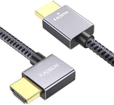 XAOSUN HDMI 2.0 Kabel 90 Grad-1M,18Gbps HDMI Winkelstecker Rechtwinkliges,Geflochtenes Nylon,4K@60Hz,3D 1080P, HDR,HDMI auf HDMI Kabel Kompatibel mit MacBook Pro 2021,Laptop, Monitor,TV,PS4/5,Xbox