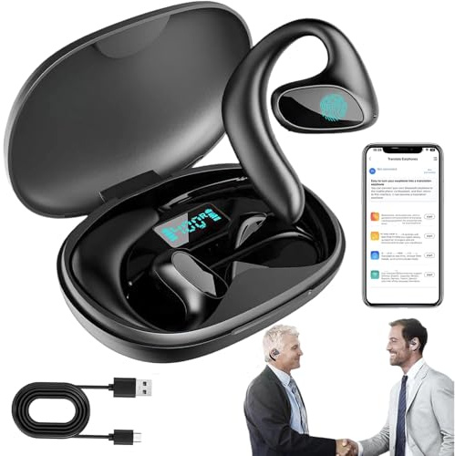 AI Translation Earbuds, Traduttore, Auricolari Traduttore Simultaneo,144 Lingue, Funzione Offline, Cancellazione RumoreImpermeabili IPX5, Ideali per Viaggi/Affari/Apprendimento (B)