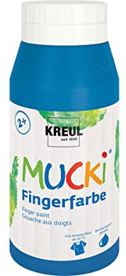 KREUL 23208 - Mucki leuchtkräftige Fingerfarbe, 750 ml in blau, auf Wasserbasis, parabenfrei, glutenfrei, laktosefrei und vegan, auswaschbar, vermalbar mit Pinsel, Schwamm, Spachtel und Fingern
