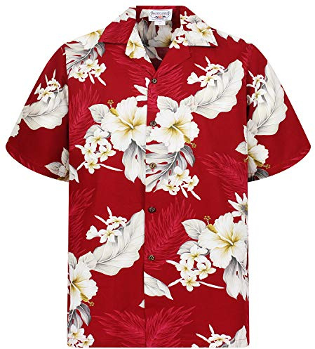 Pacific Legend Original Hawaiihemd Kurzarm Herren Kurzarm Button-Down Front-Tasche Hawaii-Print Enzian Blumen Floral