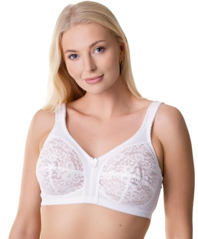 Camille Non-Wired Lace Full Cup Bra | Comfortable Women's Everyday Bra with Elegant Floral Lace Finish | Comfort & Support | Full Coverage Back Closing