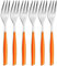 BUGATTI, Glamour, lot de 6 fourchettes à dessert en acier inoxydable 18/10 et poignée ORANGE, emballé dans une boîte cadeau, va au lave-vaisselle