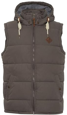 !Solid SDDry Weste Herren Weste Steppweste Outdoor Weste mit Kapuze Stehkragen Eingrifftaschen Baumwollmischung Regular fit, Größe:M, Farbe:Dark Grey (2890)