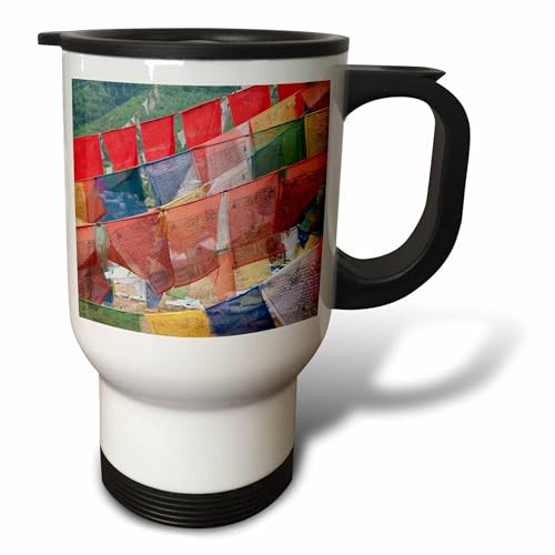 3dRose Asia, Bhutan, Thimphu, prayer flags 14oz Stainless Steel Travel Mug