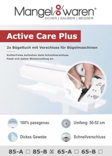 2x Bügeltuch für Bügelmaschine 85 cm (Miele/Cordes/Pfaff/Siemens) 85 Typ B | Passt wie angegossen! Wählen Sie den passenden Umfang Ihrer Walze