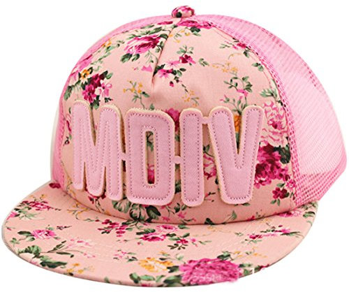 Belsen Mädchen Rock Blume Baseball Kappen Mesh Cap Truckers Hat (Briefe rosa)