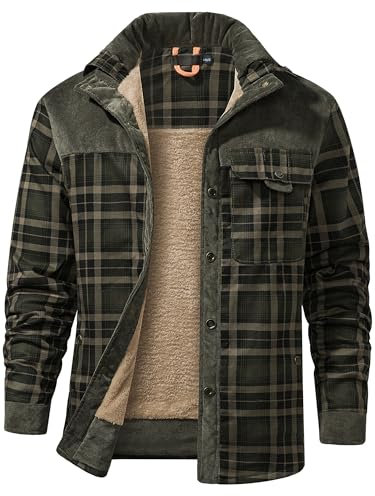 Mr.Stream Herren Thermohemd Flanellhemd Winterjacke Fleecefutter schützendem Innenfutter Holzfällerhemd Arbeitshemd 3251 Dark Green M