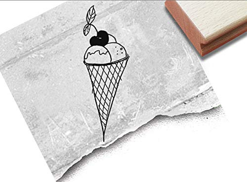 Stempel - Motivstempel EIS-Tüte - Kinderstempel Bildstempel Geschenk für Kinder - Schule Kita Beruf, Karten Servietten Basteln Deko - von zAcheR-fineT