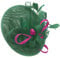 Caprilite Green and Fuchsia Hot Pink Sinamay Big Disc Saucer Fascinator Hat for Women Weddings Headband