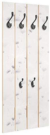 Bilderwelten Wandgarderobe Holz Pusteblumen Light Garderobenpaneel + Haken schwarz, 100x40 cm