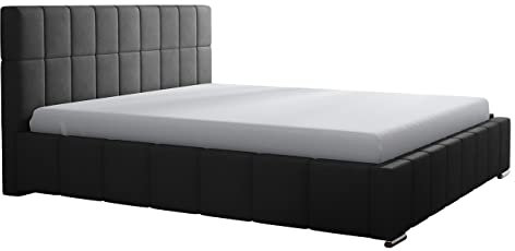 Mirjan24 Polsterbett Olena, Ehebett mit Bettkasten, 3 Größen, Farbauswahl, Doppelbett inkl Lattenrost, Bett mit XXL Kopfteil, Bettgestell, Schlafzimmer, Boxspringbett-Optik (Rico 13, 180 x 200 cm)