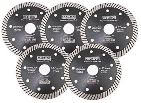 DT-DIATOOL Disco Diamantato 5 Pezzi 115 mm x 22,23 mm Super Sottile Lama Della Sega per Porcellana Piastrella Marmo Ceramica Granito