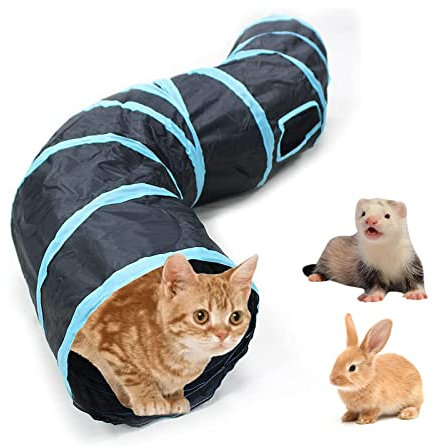 Bemodst Katzentunnel, 2-Wege/3-Wege/4-Wege/5-Wege Faltbar Kätzchen Tunnel Katzenspielzeug interaktives Pop-Up-Labyrinthhaus-Spielzeug für kleine Kaninchen,Welpen,Frettchen,Meerschweinchen (2-Wege)