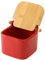 BAKAJI Barattolo Contenitore in Ceramica con Tappo in Legno di Bambu per Sale Zucchero Caffe Saliera Zuccheriera 0,7lt Design Moderno Dimensione 12 x 12 x 11 cm (Rosso)