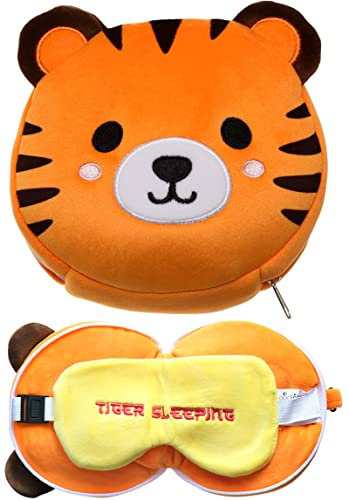 Puckator Relaxeazzz Plüsch Tiger Reisekissen & Schlafmaske
