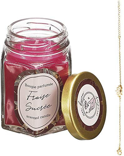 The concept factory - Vela perfumada, en frasco, con joya sorpresa, fresa dulce