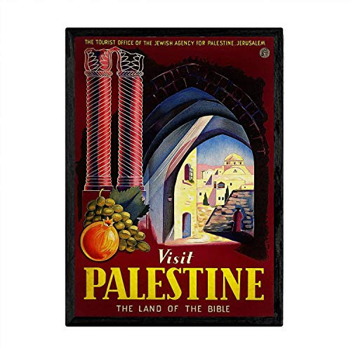 Nacnic Poster im Vintage-Stil, Palästina-Besuch, zur Dekoration von Innenräumen, mit Bildern im Vintage-Stil, antike Werbung, Retro-Dekoration, Größe A4, mit Rahmen