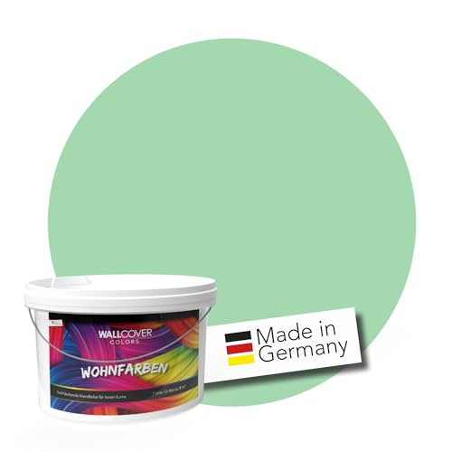 WALLCOVER Peinture murale de qualité supérieure | Vert | 5L = 40m² | Pour les intérieurs à très haut pouvoir couvrant (classe 1) | Finition mate | Fabriquée en Allemagne