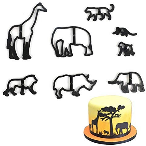 Onsinic 8pcs Kunststoff-ausstecher Tier Elefant Giraffe Leopard Formen Fondant Cutter-Kuchen-Form Kuchen, Der Werkzeuge