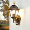 Licht-Erlebnisse Außenwandleuchte mit Bewegungsmelder Glas Aluminium in Schwarz Kupfer IP44 Garten B:15 cm E27 nostalgische Wandlaterne Outdoor TIROL