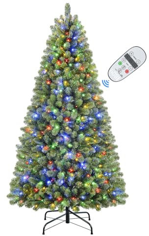 SHareconn 6.5FT Pre Lit Artificial Christmas Tree with Lights, 17 Modes