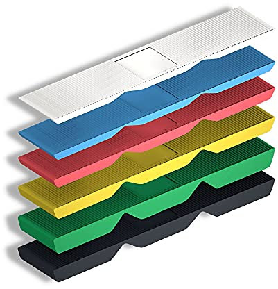 DOJA BARCELONA | Cuñas Acristalamiento 1, 2, 3, 4, 5, 6mm | Cuñas para Cristales Blanco + Azul + Rojo + Amarillo + Negro + Verde | PACK 600 | Cuñas Plastico Espaciar Objetos | Calzos para Cristales