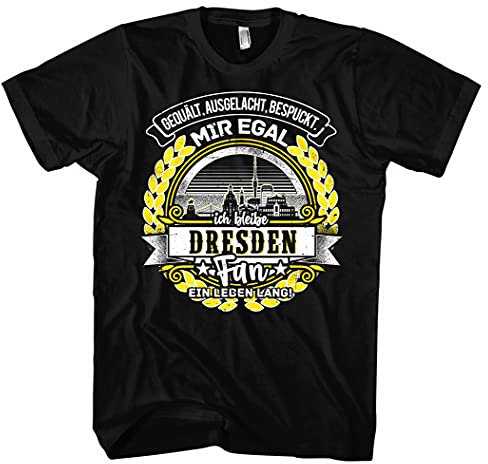 EIN Leben lang Dresden Herren T-Shirt | Stadt - Dresden Skyline - Fussball - Sport - Dresden Shirt - Ultras | Schwarz (3XL)