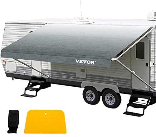 VEVOR Wohnmobil-Markise, Markisen-Ersatzstoff 433 x 240 cm, Grau Verblassender Wohnmobil-Markisen-Ersatz, 15 Unzen Vinylmaterial, Ersatz-Markise, Sonnenschutz & Wasserdichter Camper-Stoff