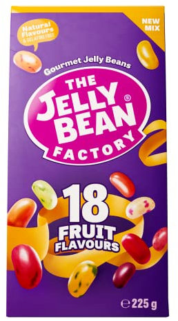 Jelly Bean Factory Gourmet Wedge Box | 18 Fruit Mix | Gluten and Gelatine free | Sharing sweets (1 x 225g)