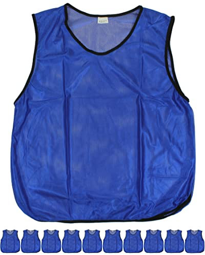 SPORTIKEL24 11 Trainings-Leibchen für Erwachsene – zum Markieren von Mannschaften – Sport Bibs ohne Logo – für Damen & Herren (Blau)