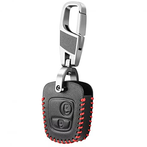 ALIANQ Leder Autoschlüssel Fall Abdeckung Schlüsselanhänger für Peugeot 107 206 207 306 307 407 Schlüsseletui für Citroen C3 C1 C2 C4 XSARA Picasso Remote Shell Fob