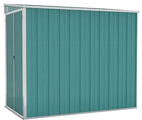 vidaXL Abri de Jardin Mural Abri de Rangement d'Outils Rangement d'Equipement de Jardin Extérieur Vert 118x194x178 cm Acier Galvanisé