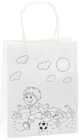 K3T 80011 Geschenk-/Ausmaltüten Fußball, 3er Packung, Größe: Mittel (HxBxT 23 x 18 x 10 cm)