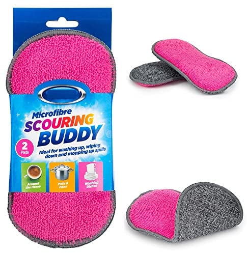 Scrubbing cleaning Pad Non Scratch, Sponge Dual Action Antibacterial Dishes Pans Cleaning Washing Up Pads Ideal For Wiping Up Mopping Up Bathroom Kitchen And Home Cleaning 2pc (ASSORTED COLOUR)