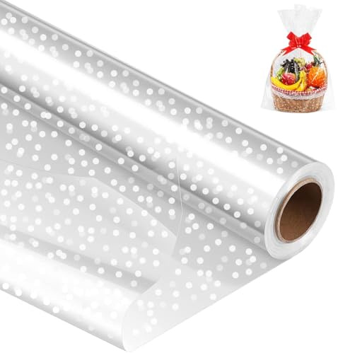 SR SUPPLIES Cellophane Wrap Roll 80cm x 30m Double Layer 3Mil Thickness Chirstmas Wrapping Paper Easy to Use Cellophane Wrap For Hamper Birthday Gifts, Baskets, Flowers, Treats & Crafts
