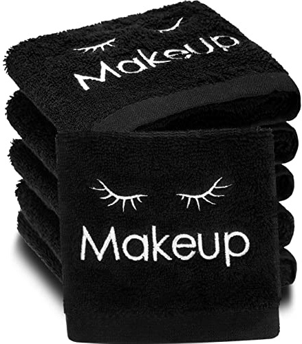 Shimeyao 6 Pcs Black Makeup Towels Washcloths 13x13 in Face,Classic