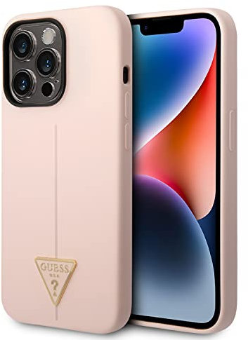 GUESS GUHCP14XSLTGP Hülle für iPhone 14 Pro Max 6,7 rosa hardcase Silicone Triangle