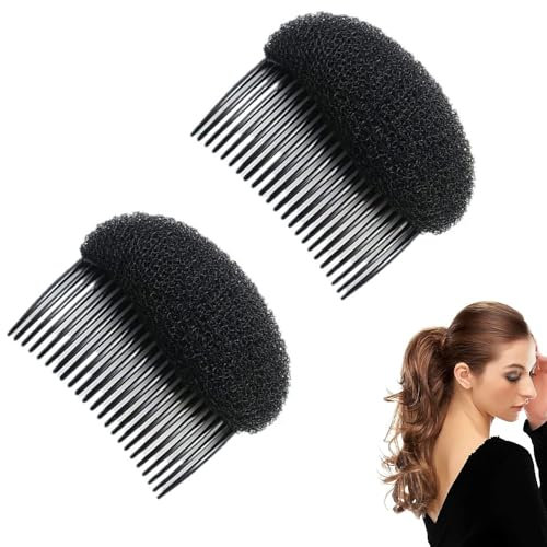 Pince a Cheveux Pelucheuse,Femme Cheveux Volume Coussin en Mousse,Bump Up de Cheveux Clip de Peigne,Rehausse les cheveux et rend les cheveux plus volumineux,pour Bricolage Coiffure,Noir,2 Pièces