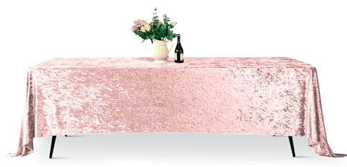 WedDecor Premium Pannesamt-Tischdecke, 177,8 x 365,8 cm, Rosa, rechteckig, glitzernd, weicher Stoff, für Küche, Hochzeit, Bankett und besondere Anlässe, Party-Tischdekoration, 1 Stück