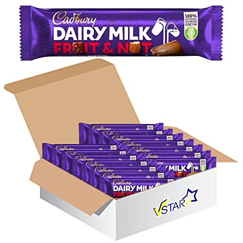 VSTAR All Chocolate Bars Collection (Cadbury Dairy Milk Fruit & Nut Bar 49g, Full Box) 1 count