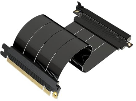 LINKUP - AVA5 PCIE 5.0 Riser Cable | RTX5090 RX9070 GPU Ready | x16 128GB/s Speed | Compatible with PCIe 4.0 & WRX80/WRX90E | Straight, Black 20cm