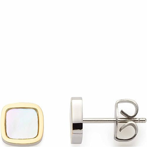 JEWELS BY LEONARDO Ohrstecker Pirella 1 Paar • Ohr-Schmuck aus bicolorfarbenem Edelstahl • viereckiger Stecker mit eingesetztem Perlmutt • Schmuck Geschenk für Frauen • 023204