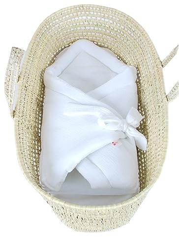 Babylux Einschlagdecke Musselin BABYHÖRNCHEN 75 x 75 cm Baby Neugeborene Erstaussttatung Umschlagdecke (Weiß)