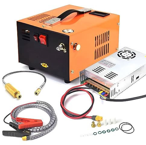 QUTBAG Portable PCP Air Compressor, 4500 PSI 300 BAR 30 MPA High-Pressure Electric Air Compressor Pump, Pressure Pointer Auto-Stop for Airgun Paintball Fighting Diving A