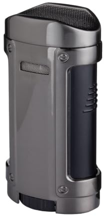 4 Fach Turbo Zigarren Anthrazit Feuerzeug Sturm Jet Zigarren Gas Elektronik Piezo Etui
